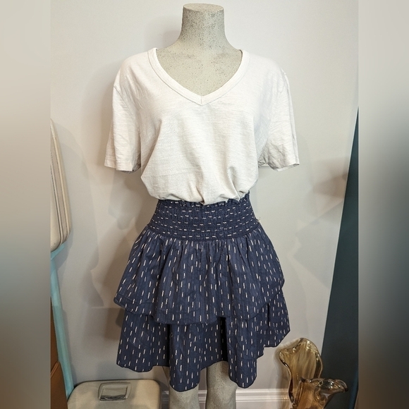 Universal Thread Cotton Skirt, Womens XL Gray blue Tiered high rise skirt - Picture 2 of 15